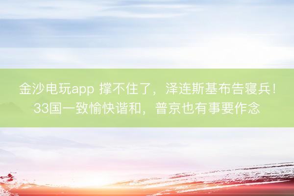金沙电玩app 撑不住了，泽连斯基布告寝兵！33国一致愉快谐和，普京也有事要作念